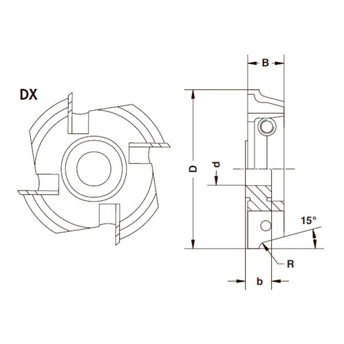 Фреза кромкова HM BSP D=75 B=16 d=12 R=2,0 Z=2 LH зі змін. ножами