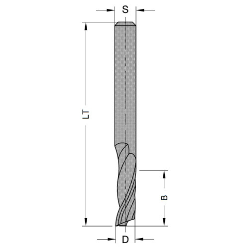Фреза спіральна HM JSO Z=1 AL D=3 B=12 LT=50 S=3 Z=1 RH