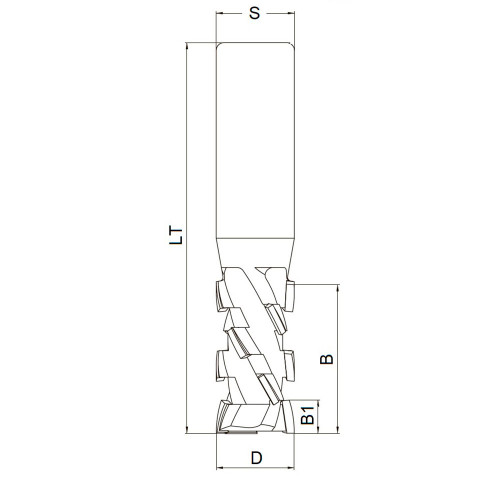 Фреза пряма PCD H=2,5 Wirutex TiGi D=20 B=27 LT=85 S=20x50 Z=2+2 30°axial RH